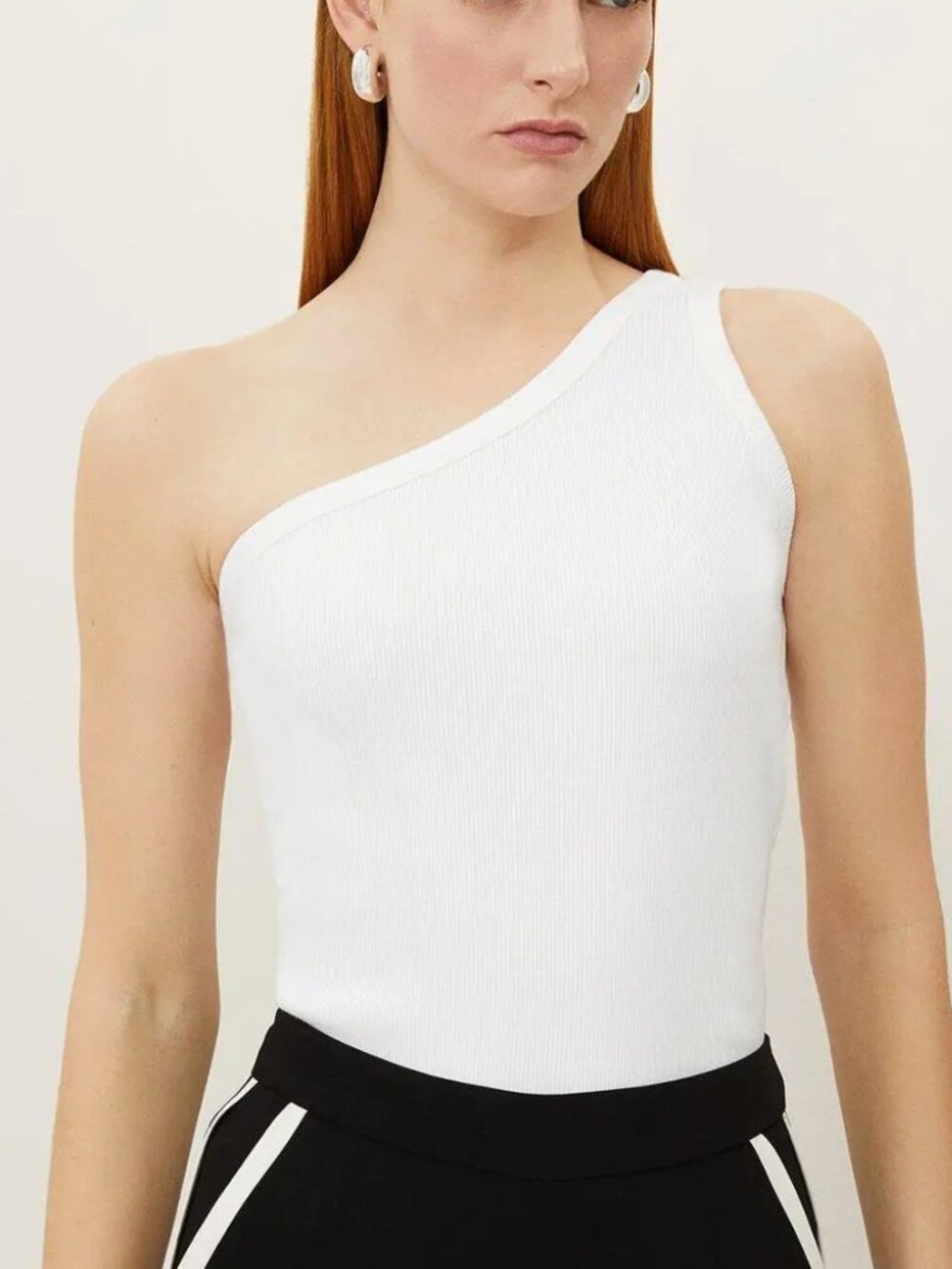 Compact Jersey Rib Asymmetrical Top
